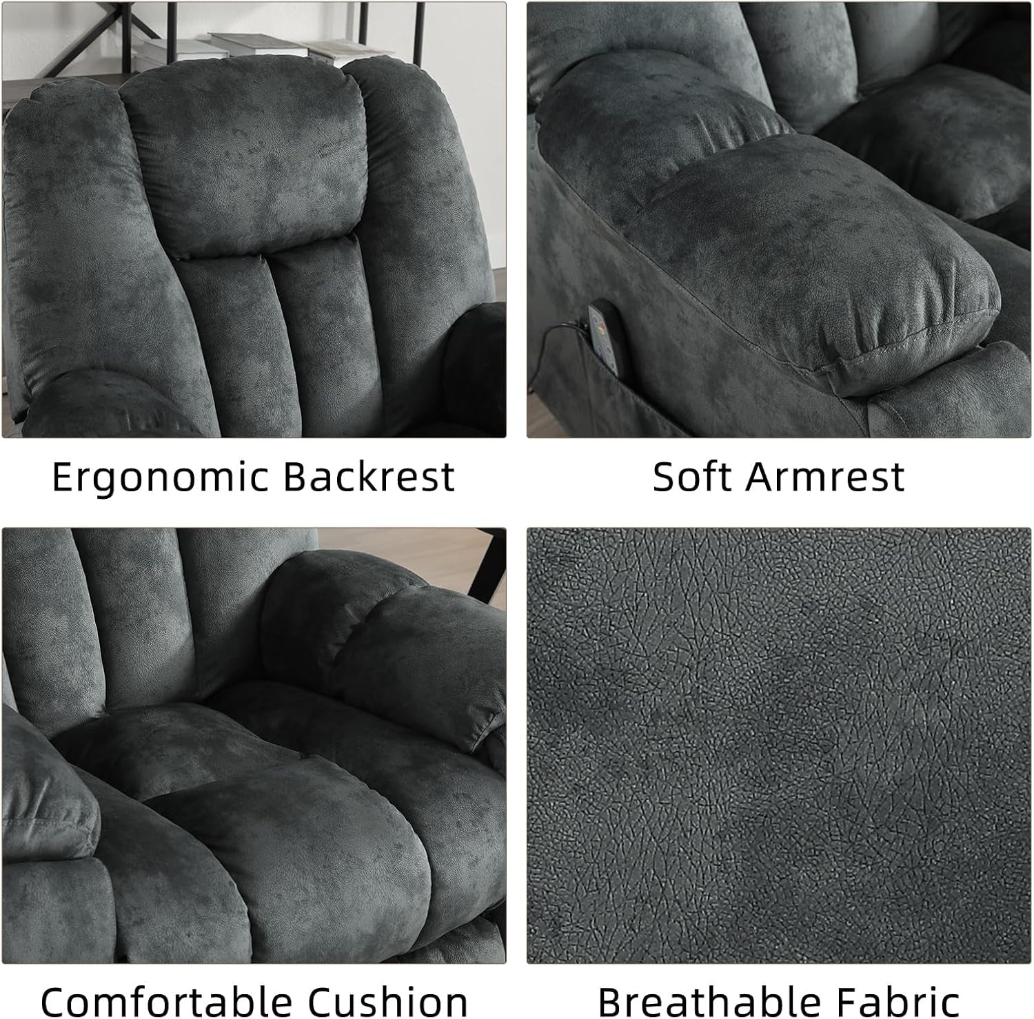 Grey Extra Wide Loveseat Recliner Sofa For Two Cup Holders