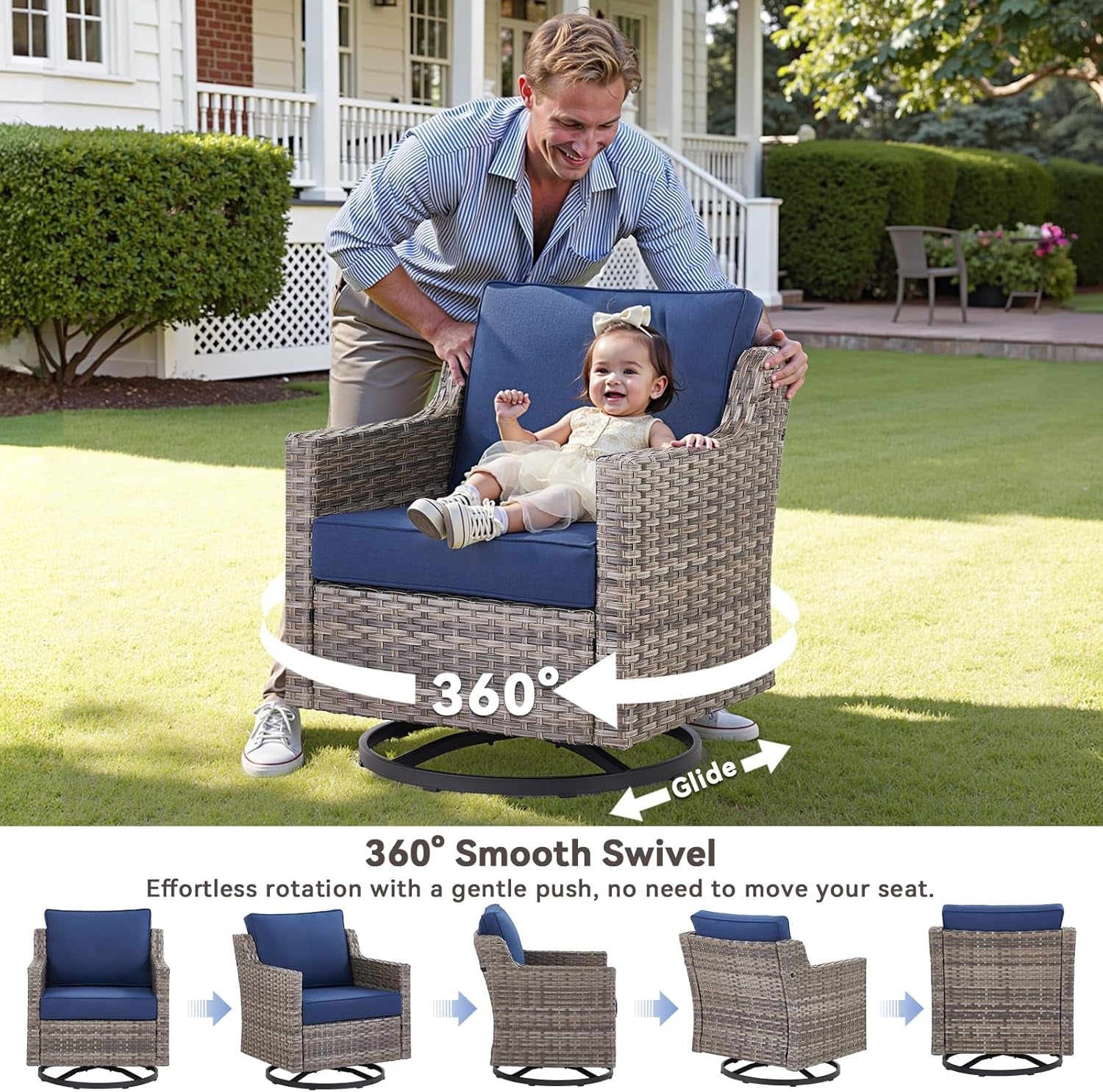 Outdoor Patio Furniture Set 5 Piece All Weather Wicker