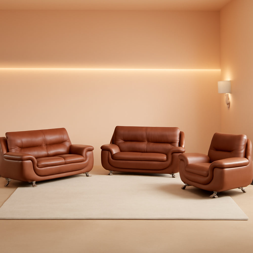 Faux Leather Sofa Set 3 Piece Living Room Furniture