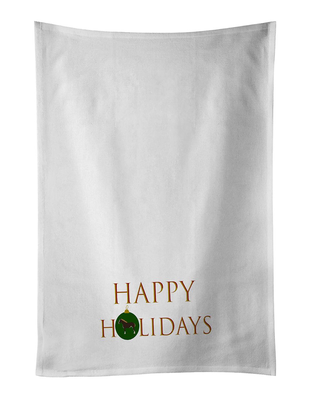 Horse - Percheron Horse Happy Holidays Kitchen Towel Set of 2