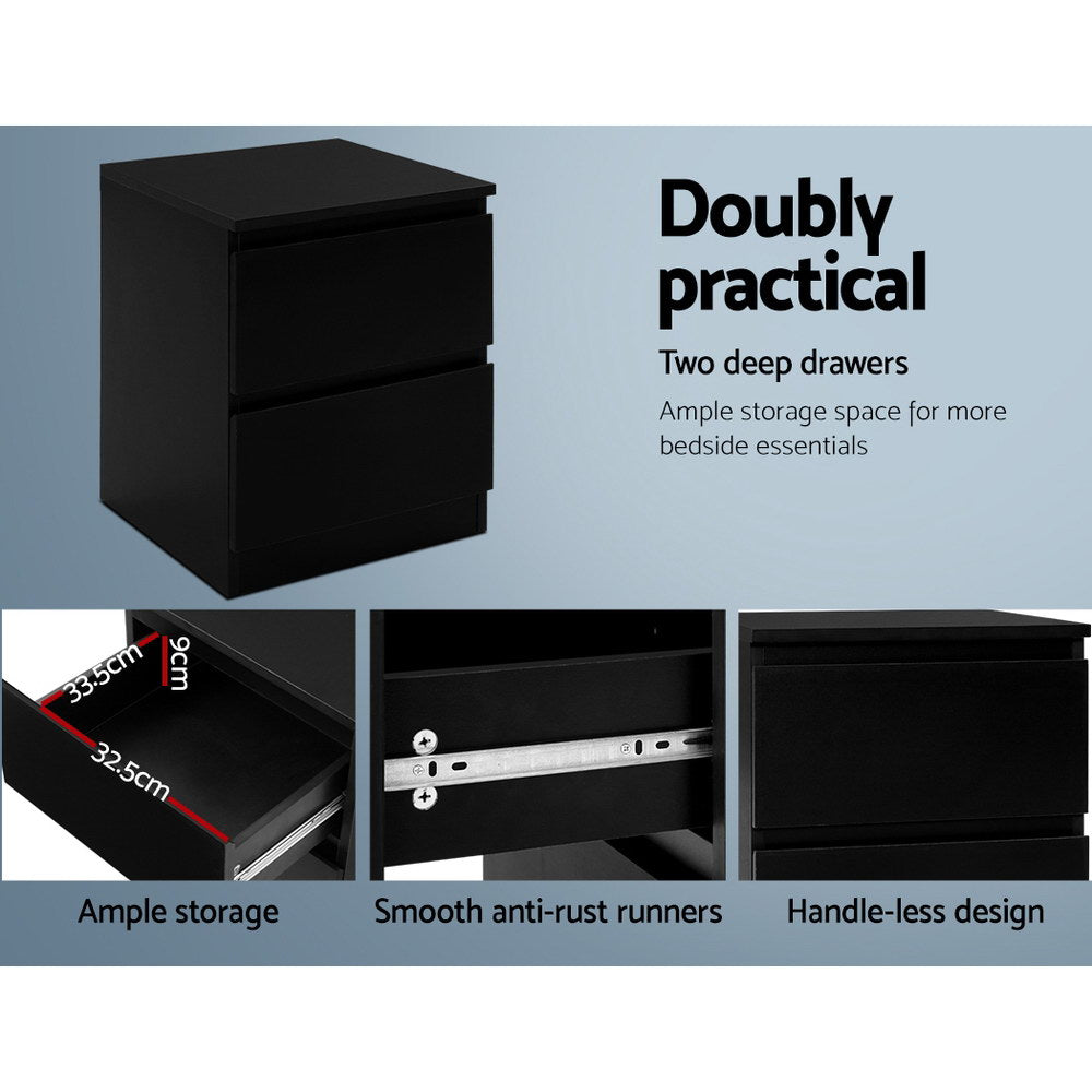 NNEDSZ Bedside Tables Drawers Side Table Bedroom Furniture Nightstand Black Lamp