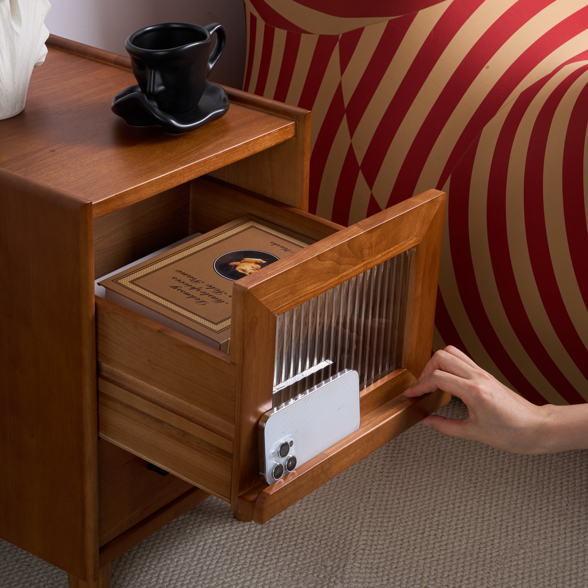 Vintage Nightstand Bedroom Minimalist Storage Cabinet